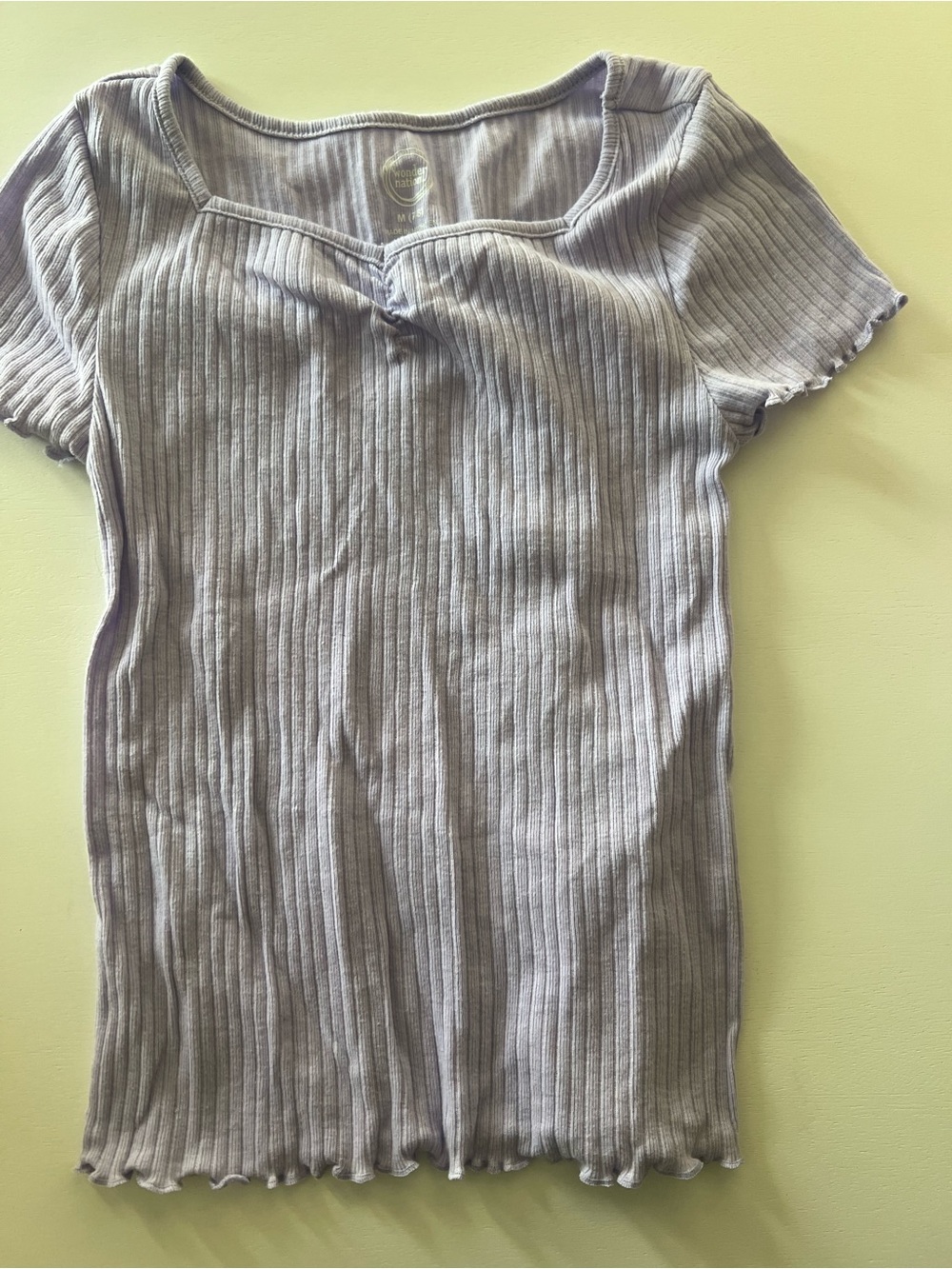 Wonder Nation light purple ribbed short sleeve tee, girls 7-8
